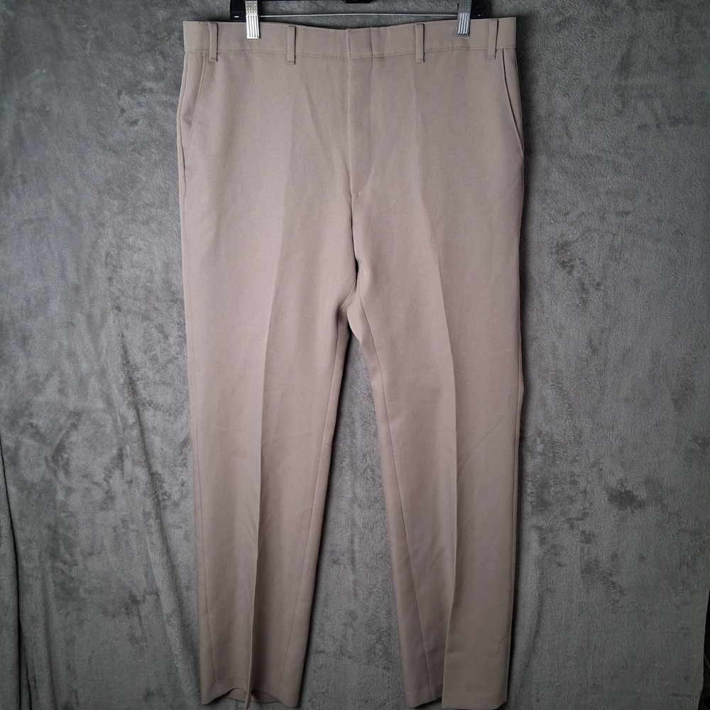 Vintage Levis Action Slacks Mens 37x30 Tan Khaki Flat Front Dress Pants 47690